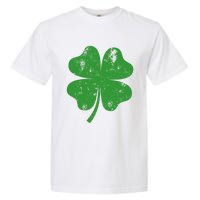 St Patricks Day Distressed Four Leaf Clover Shamrock Irish Premium Garment-Dyed Heavyweight T-Shirt