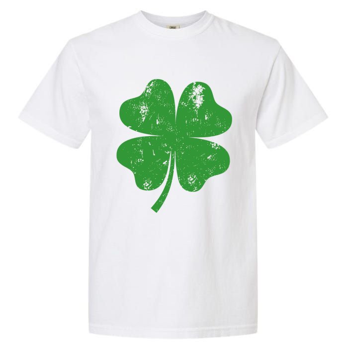 St Patricks Day Distressed Four Leaf Clover Shamrock Irish Premium Garment-Dyed Heavyweight T-Shirt