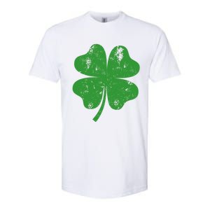 St Patricks Day Distressed Four Leaf Clover Shamrock Irish Premium Softstyle CVC T-Shirt