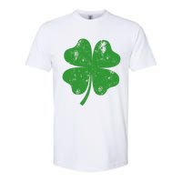 St Patricks Day Distressed Four Leaf Clover Shamrock Irish Premium Softstyle CVC T-Shirt