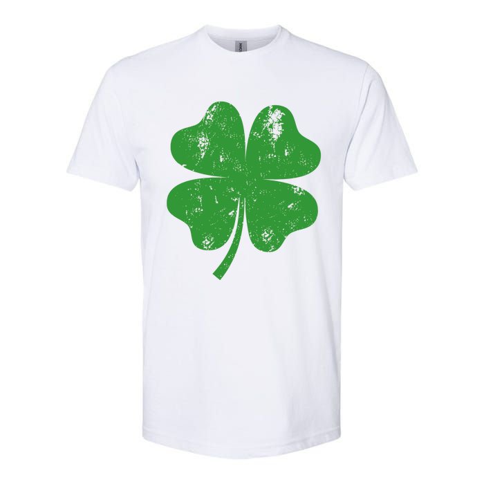 St Patricks Day Distressed Four Leaf Clover Shamrock Irish Premium Softstyle CVC T-Shirt