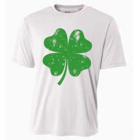 St Patricks Day Distressed Four Leaf Clover Shamrock Irish Premium Cooling Performance Crew T-Shirt