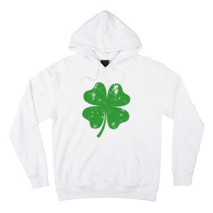 St Patricks Day Distressed Four Leaf Clover Shamrock Irish Premium Hoodie