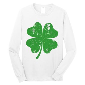 St Patricks Day Distressed Four Leaf Clover Shamrock Irish Premium Long Sleeve Shirt