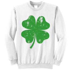 St Patricks Day Distressed Four Leaf Clover Shamrock Irish Premium Sweatshirt