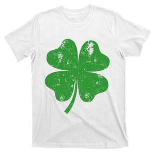 St Patricks Day Distressed Four Leaf Clover Shamrock Irish Premium T-Shirt