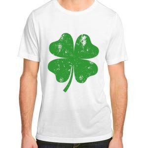 St Patricks Day Distressed Four Leaf Clover Shamrock Irish Premium Adult ChromaSoft Performance T-Shirt