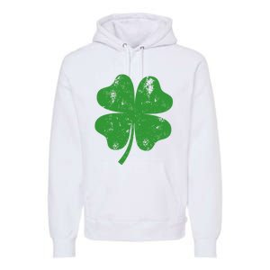 St Patricks Day Distressed Four Leaf Clover Shamrock Irish Premium Premium Hoodie