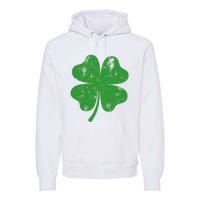 St Patricks Day Distressed Four Leaf Clover Shamrock Irish Premium Premium Hoodie