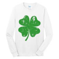 St Patricks Day Distressed Four Leaf Clover Shamrock Irish Premium Tall Long Sleeve T-Shirt