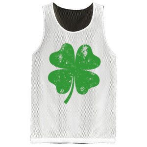 St Patricks Day Distressed Four Leaf Clover Shamrock Irish Premium Mesh Reversible Basketball Jersey Tank