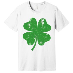 St Patricks Day Distressed Four Leaf Clover Shamrock Irish Premium Premium T-Shirt