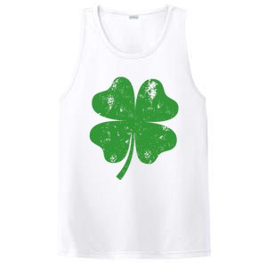 St Patricks Day Distressed Four Leaf Clover Shamrock Irish Premium PosiCharge Competitor Tank