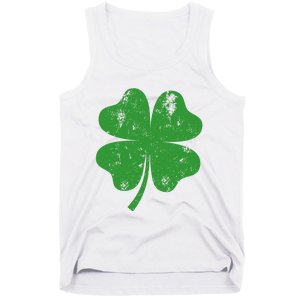 St Patricks Day Distressed Four Leaf Clover Shamrock Irish Premium Tank Top