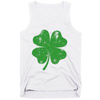 St Patricks Day Distressed Four Leaf Clover Shamrock Irish Premium Tank Top