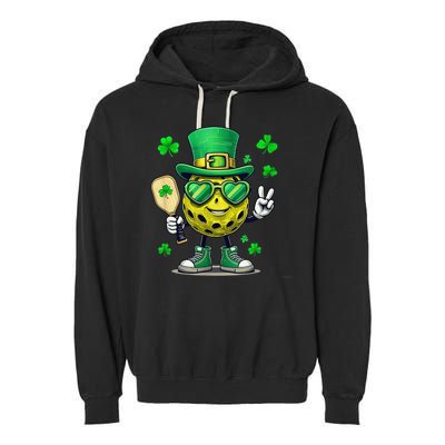 St. Patrick'S Day Lucky Pickleball Irish Shamrock Garment-Dyed Fleece Hoodie