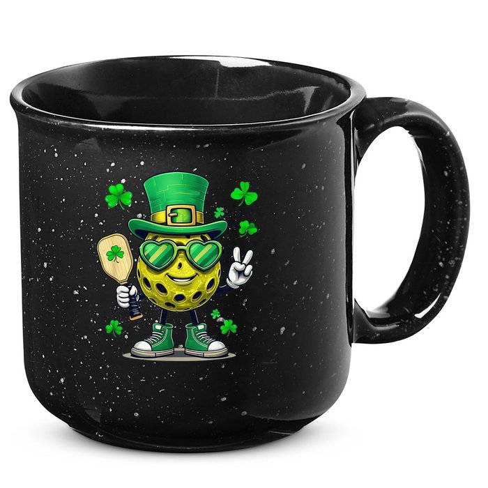 St. Patrick'S Day Lucky Pickleball Irish Shamrock 15oz Campfire Ceramic Mug