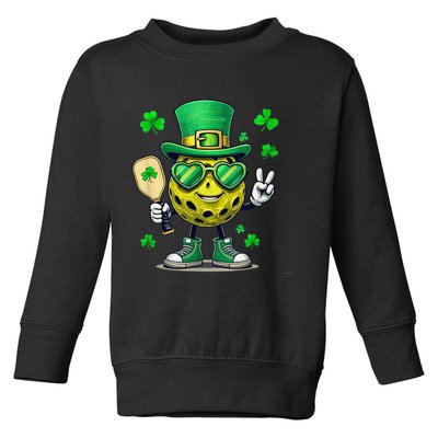 St. Patrick'S Day Lucky Pickleball Irish Shamrock Toddler Sweatshirt