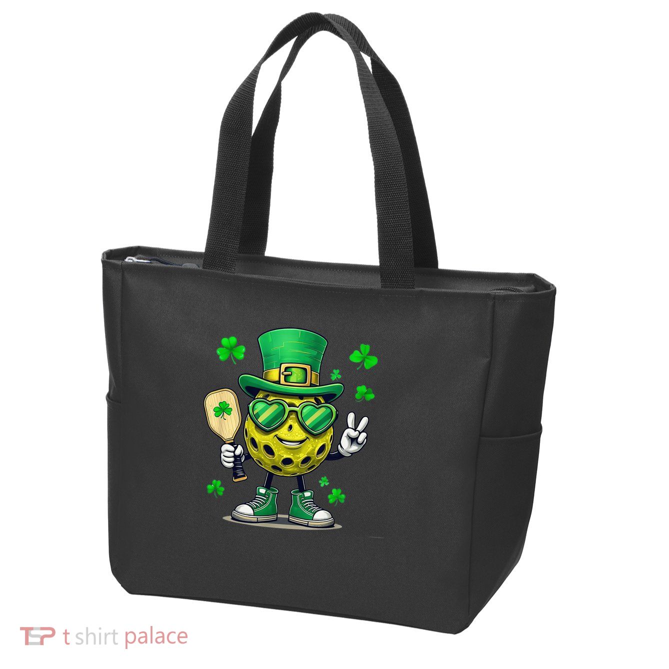 St. Patrick'S Day Lucky Pickleball Irish Shamrock Zip Tote Bag