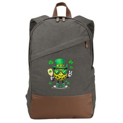St. Patrick'S Day Lucky Pickleball Irish Shamrock Cotton Canvas Backpack