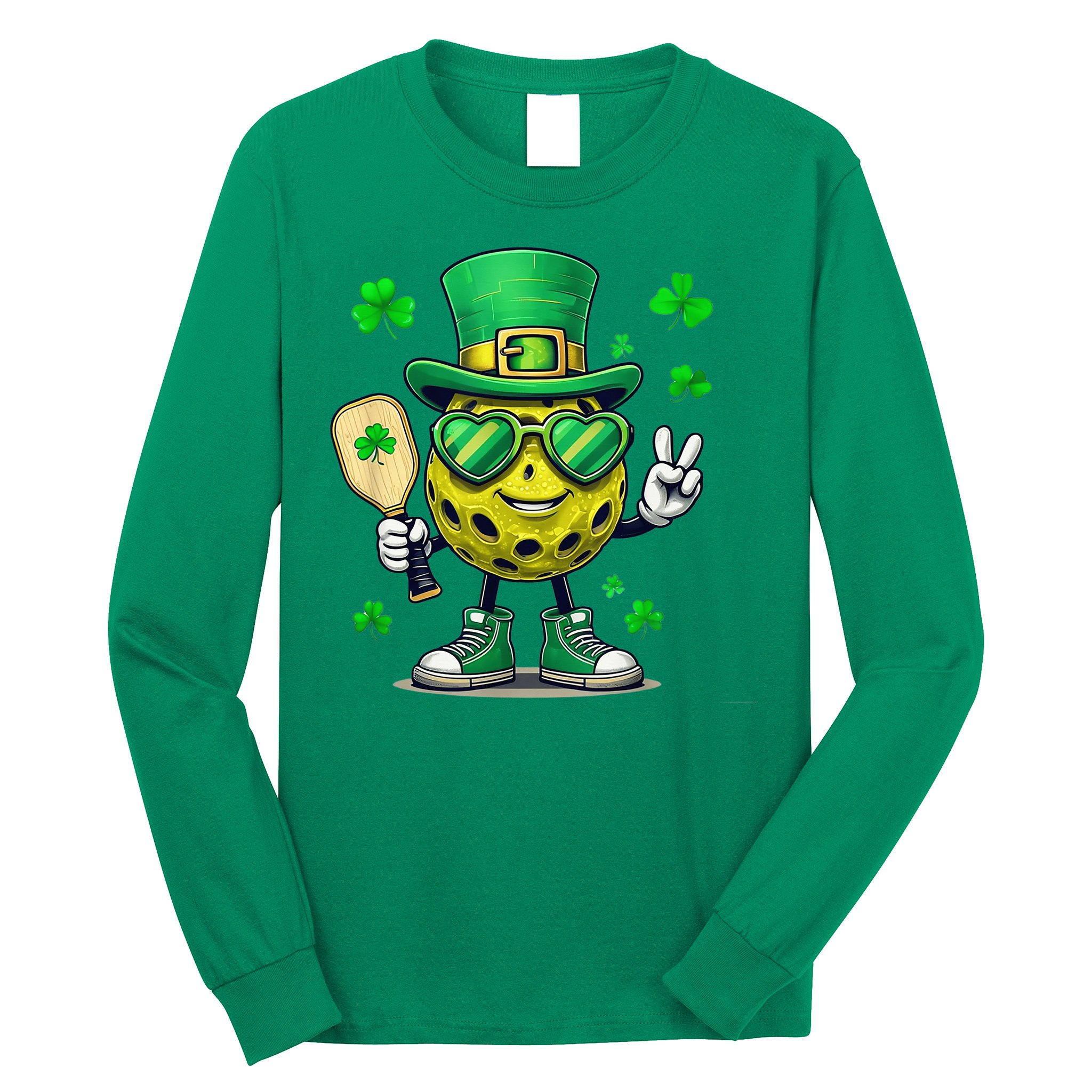 St. Patrick'S Day Lucky Pickleball Irish Shamrock Long Sleeve Shirt