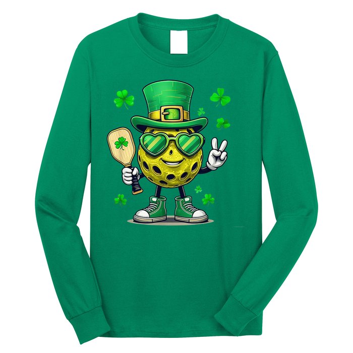 St. Patrick'S Day Lucky Pickleball Irish Shamrock Long Sleeve Shirt