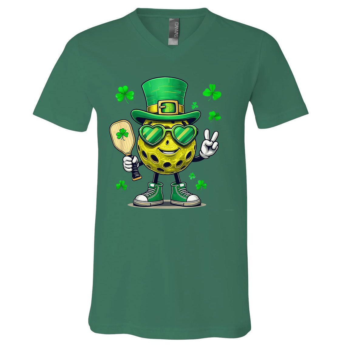 St. Patrick'S Day Lucky Pickleball Irish Shamrock V-Neck T-Shirt