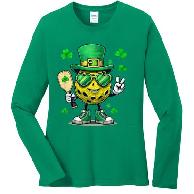 St. Patrick'S Day Lucky Pickleball Irish Shamrock Ladies Long Sleeve Shirt