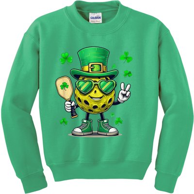 St. Patrick'S Day Lucky Pickleball Irish Shamrock Kids Sweatshirt