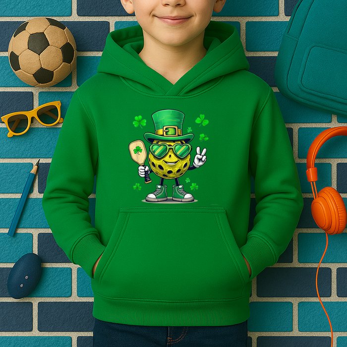 St. Patrick'S Day Lucky Pickleball Irish Shamrock Kids Hoodie