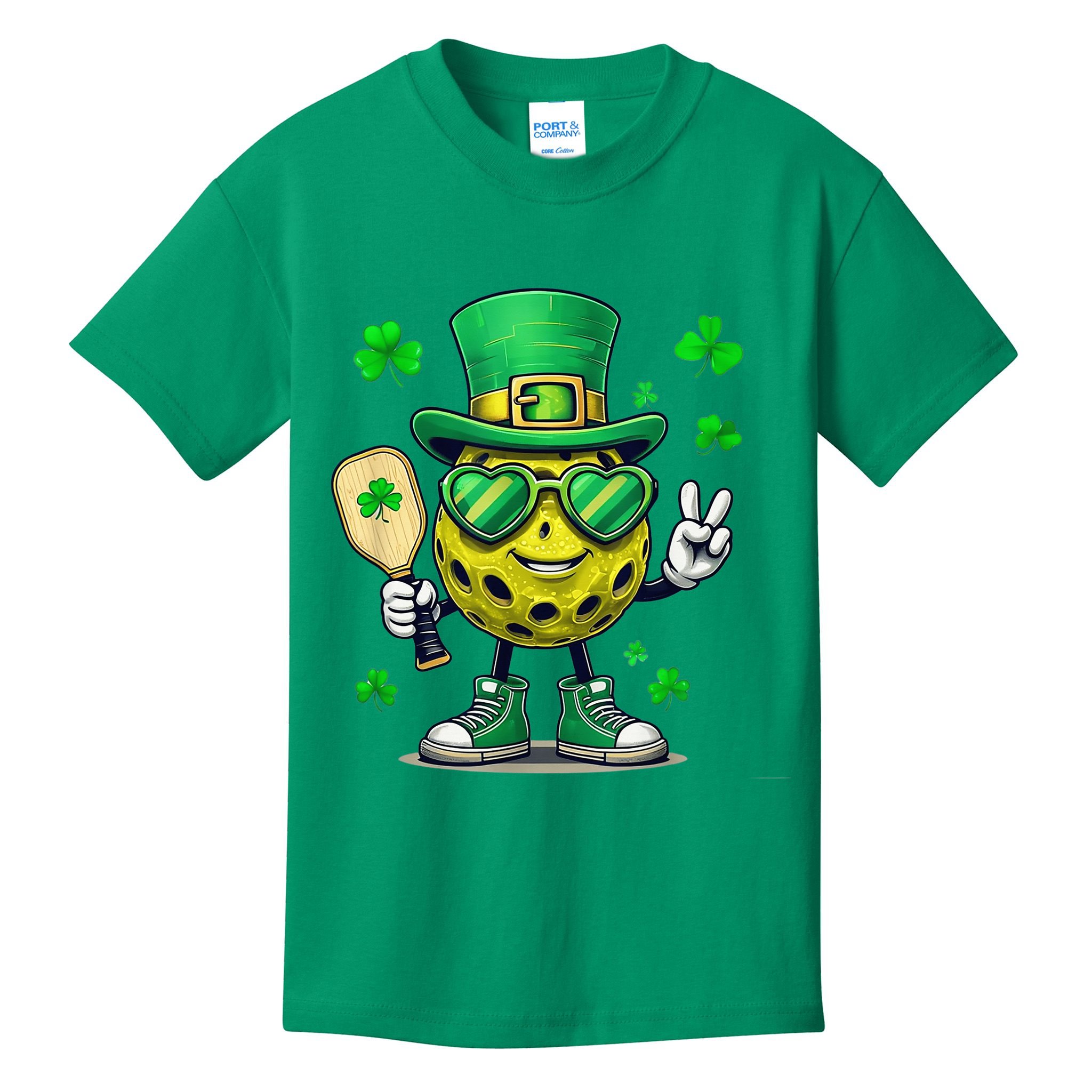 St. Patrick'S Day Lucky Pickleball Irish Shamrock Kids T-Shirt