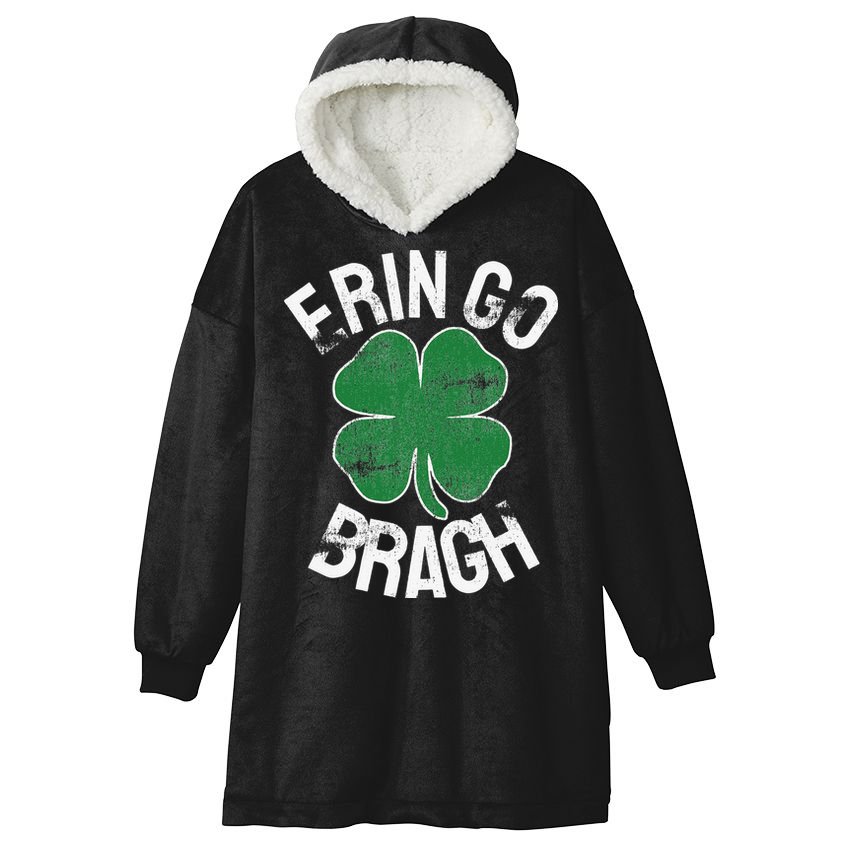 St. Patrick's Day Shamrock Erin Go Bragh Irish Saint Paddy's Hooded Wearable Blanket