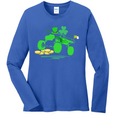 Saint Patricks Day Truck Lover Shamrock Gift Ladies Long Sleeve Shirt