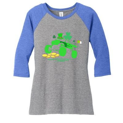 Saint Patricks Day Truck Lover Shamrock Gift Women's Tri-Blend 3/4-Sleeve Raglan Shirt