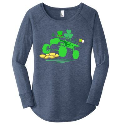 Saint Patricks Day Truck Lover Shamrock Gift Women's Perfect Tri Tunic Long Sleeve Shirt