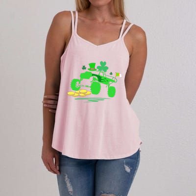 Saint Patricks Day Truck Lover Shamrock Gift Women's Strappy Tank