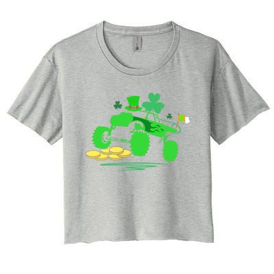 Saint Patricks Day Truck Lover Shamrock Gift Women's Crop Top Tee