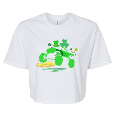 Saint Patricks Day Truck Lover Shamrock Gift Bella+Canvas Jersey Crop Tee