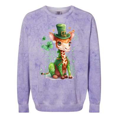 St Patrick's Day Irish Funny Giraffe Saint Patrick's Day Colorblast Crewneck Sweatshirt