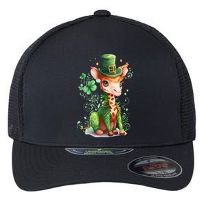 St Patrick's Day Irish Funny Giraffe Saint Patrick's Day Flexfit Unipanel Trucker Cap