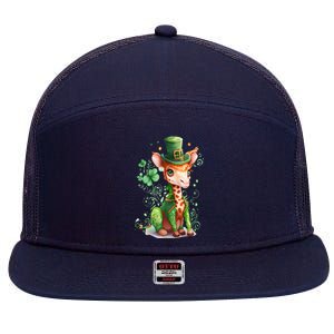 St Patrick's Day Irish Funny Giraffe Saint Patrick's Day 7 Panel Mesh Trucker Snapback Hat