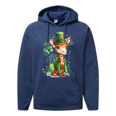 St Patrick's Day Irish Funny Giraffe Saint Patrick's Day Performance Fleece Hoodie