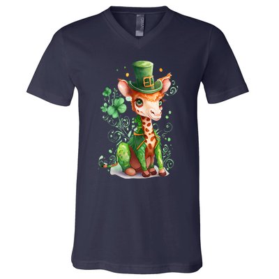 St Patrick's Day Irish Funny Giraffe Saint Patrick's Day V-Neck T-Shirt