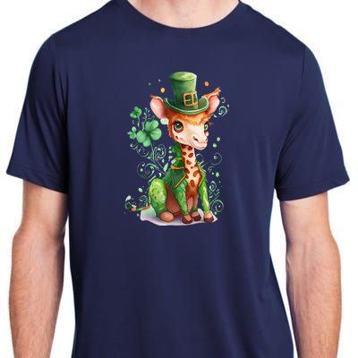 St Patrick's Day Irish Funny Giraffe Saint Patrick's Day Adult ChromaSoft Performance T-Shirt