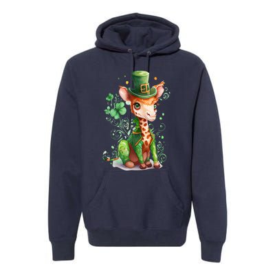 St Patrick's Day Irish Funny Giraffe Saint Patrick's Day Premium Hoodie