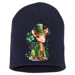 St Patrick's Day Irish Funny Giraffe Saint Patrick's Day Short Acrylic Beanie