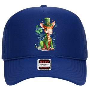 St Patrick's Day Irish Funny Giraffe Saint Patrick's Day High Crown Mesh Back Trucker Hat