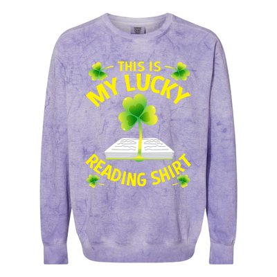 St Patricks Day Gift Lucky Reading Gift Colorblast Crewneck Sweatshirt