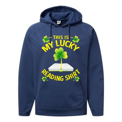 St Patricks Day Gift Lucky Reading Gift Performance Fleece Hoodie