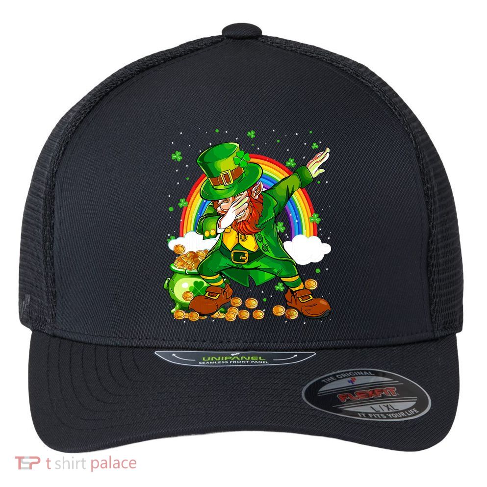 St Patricks Day Dabbing Leprechaun Boy Funny Dab Dance Flexfit Unipanel Trucker Cap